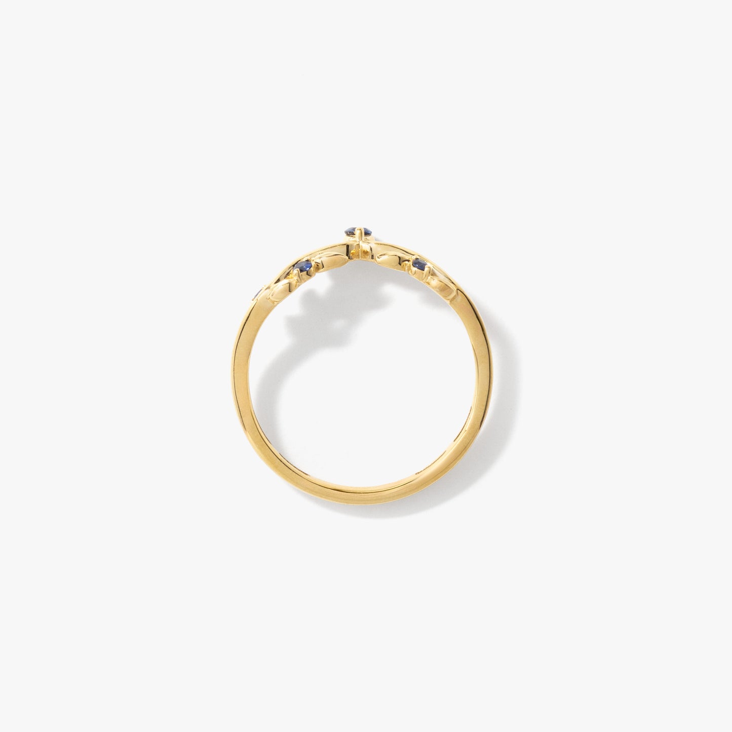 Sapphire Leaf Motif Ring in 10K Yellow Gold