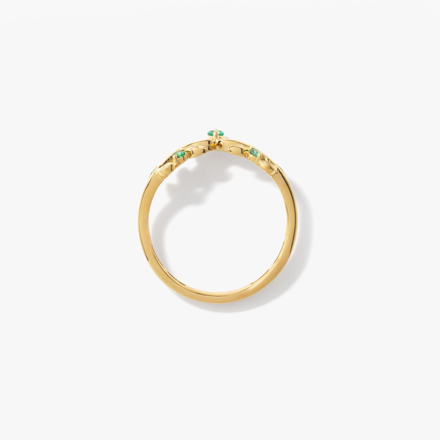 Emerald Leaf Motif Ring in 10K Yellow Gold