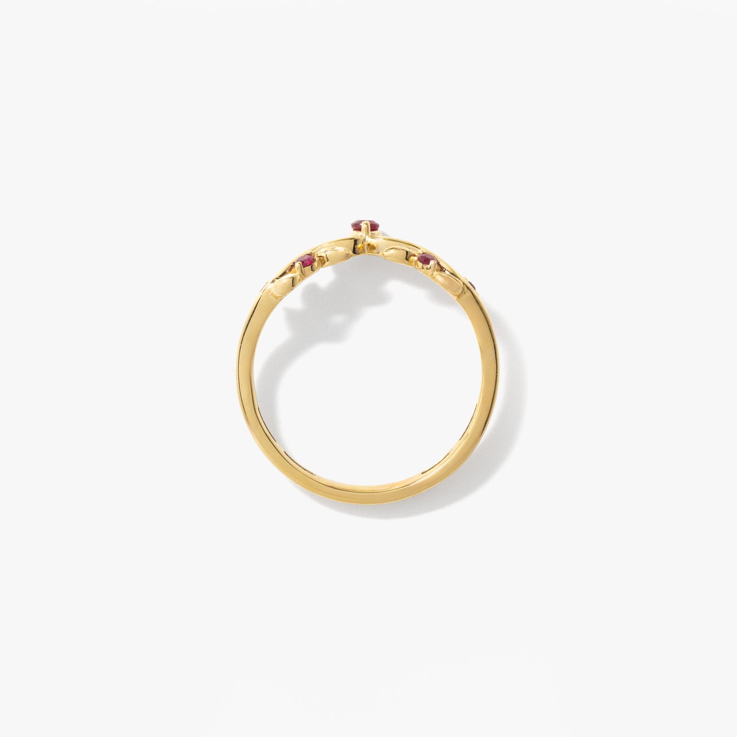 Ruby Leaf Motif Ring in 10K Yellow Gold