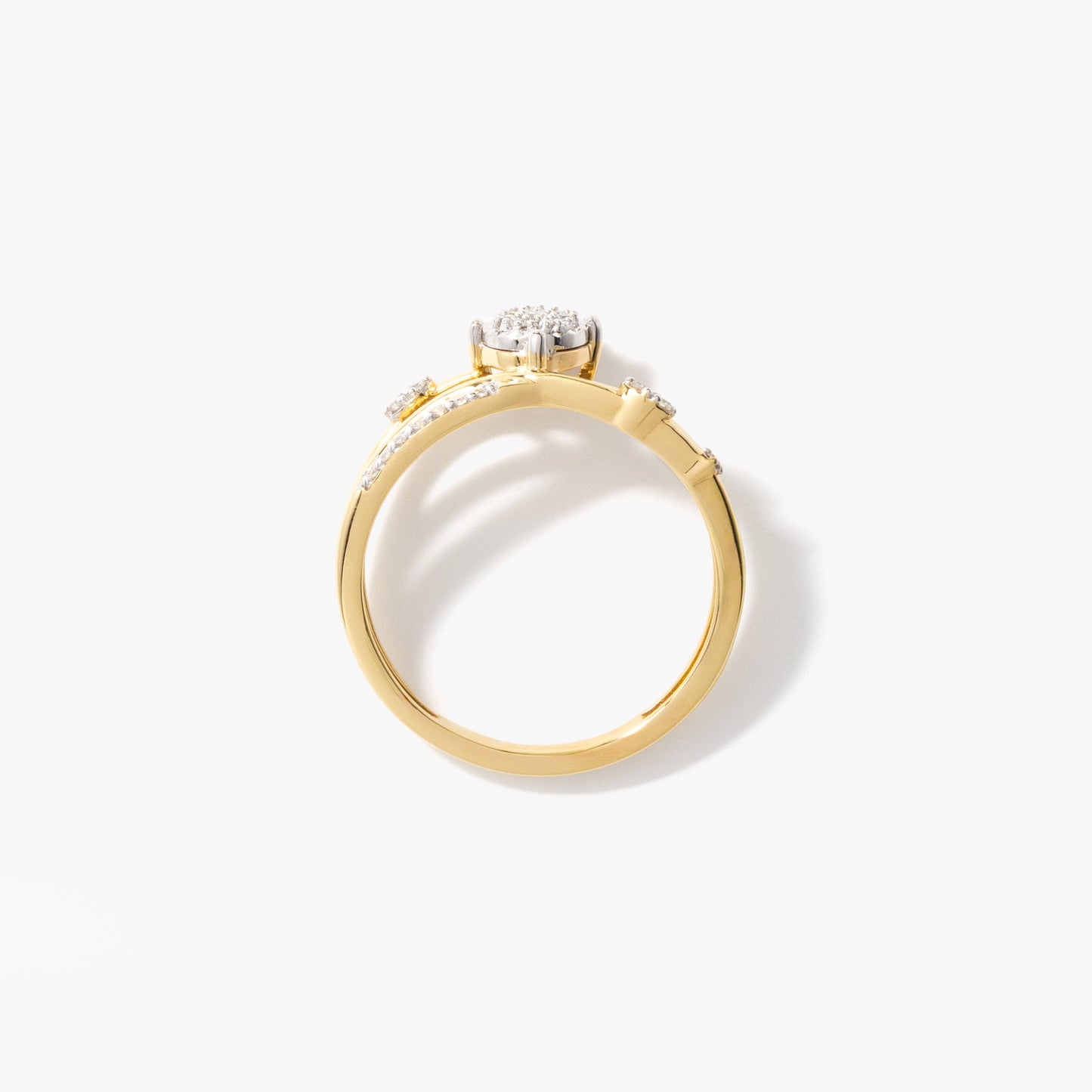 Diamond Cluster Ring in 10K Yellow and White Gold (0.10 ct tw)