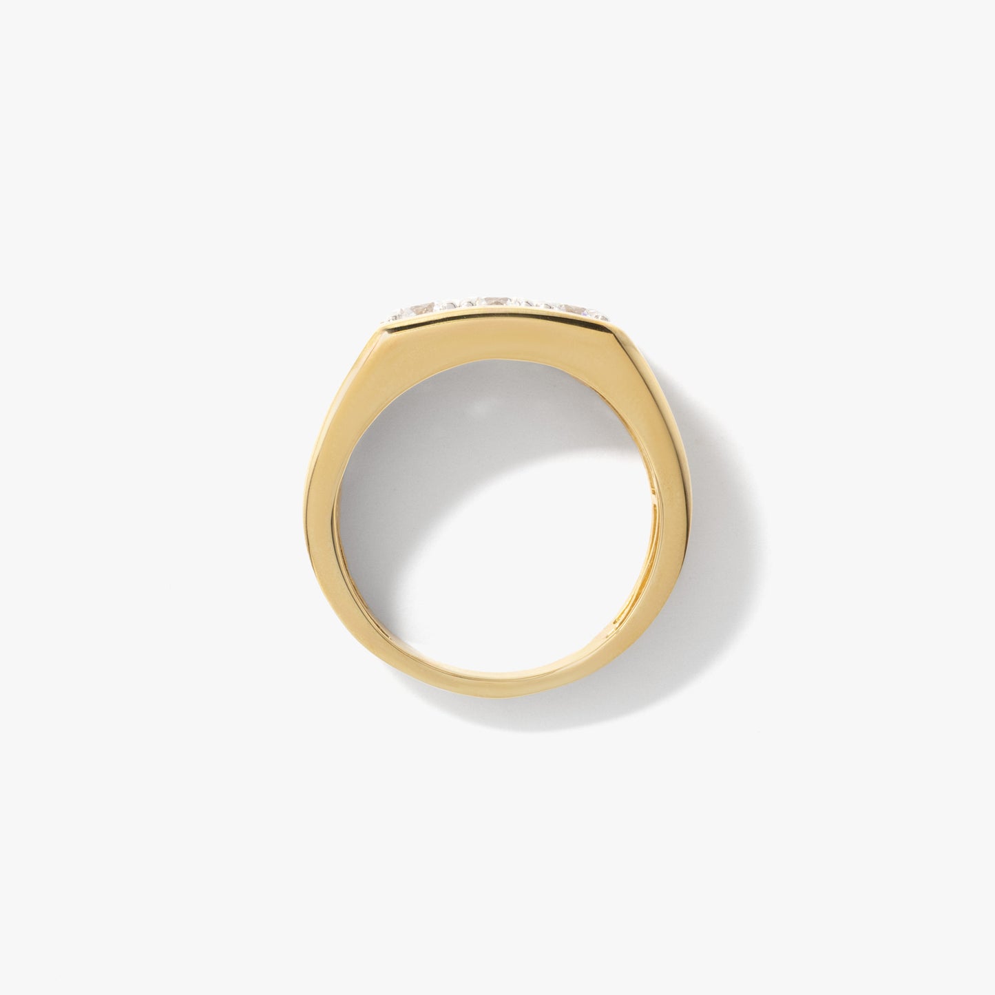 Men's Lab Grown Diamond Three Stone Ring in 10K Yellow Gold (1.00 ct tw)