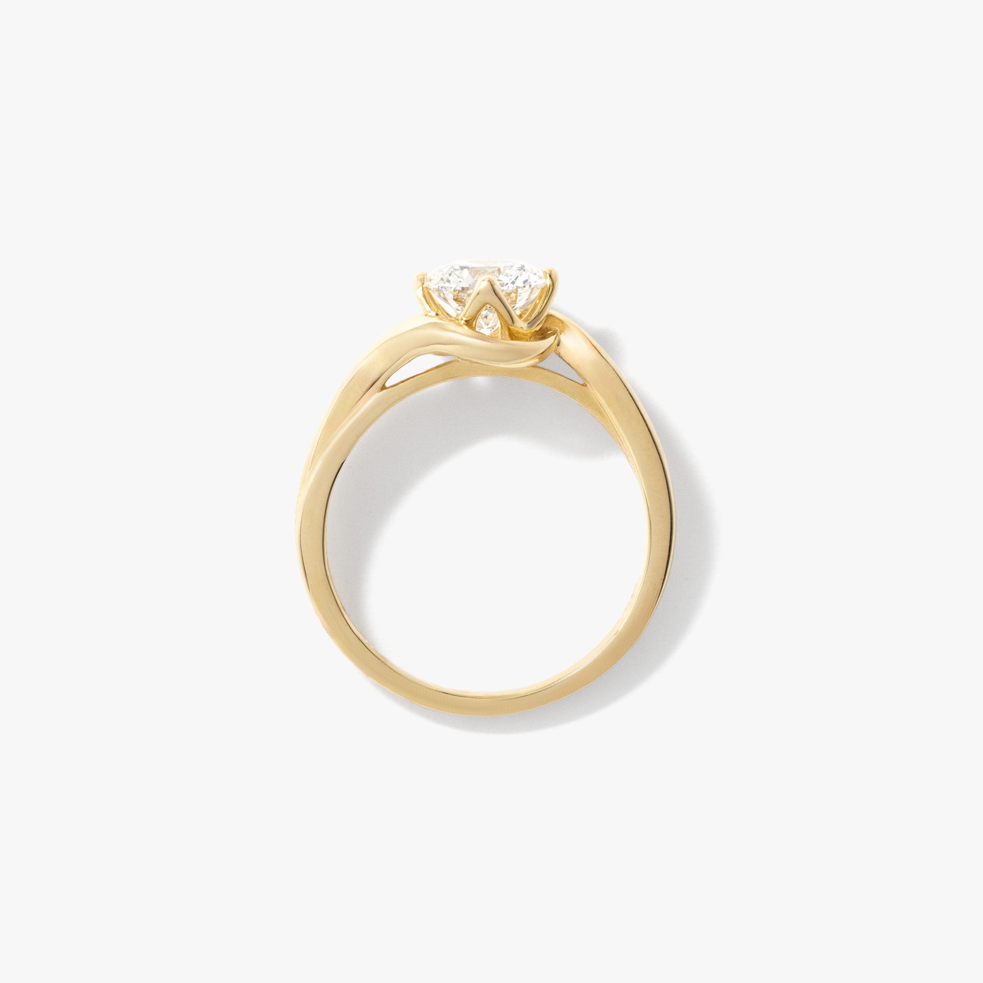 Lab Grown Round Cut Diamond Engagement Ring 14K Yellow Gold (1.00 c