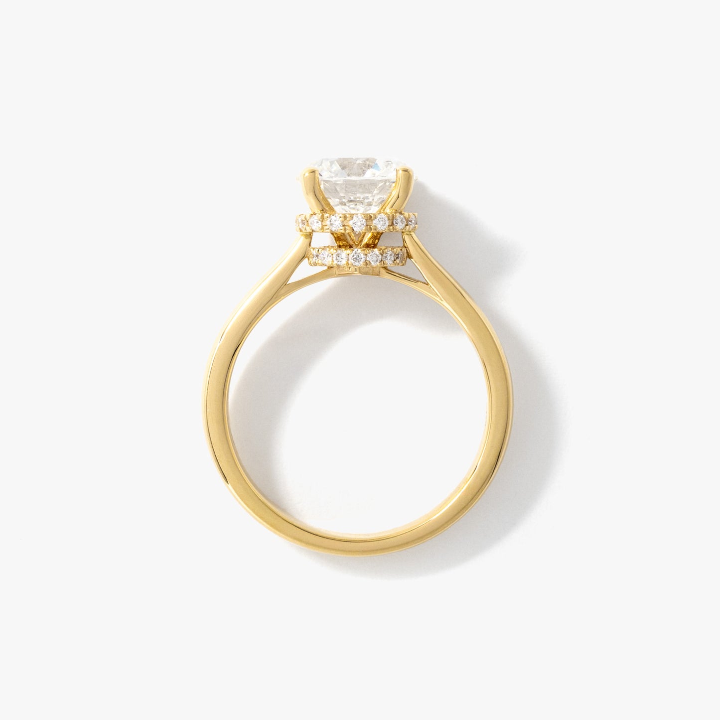 Round Lab-Grown Diamond Engagement Ring with Hidden Halo in 14K Yellow Gold (2.17 ct tw)