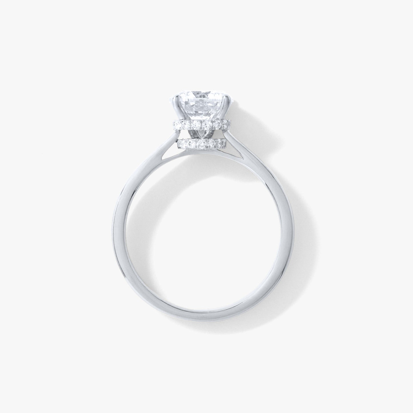 Round Lab-Grown Diamond Engagement Ring with Hidden Halo in 14K White Gold (1.63 ct tw)