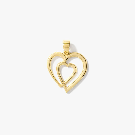 Double Heart Pendant in 10K Yellow Gold