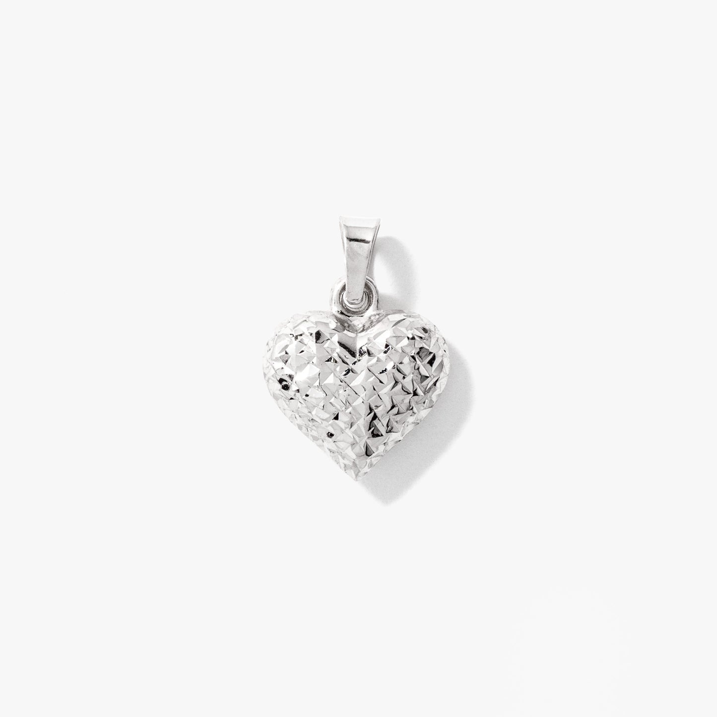 Puff Heart Pendant in 10K White Gold