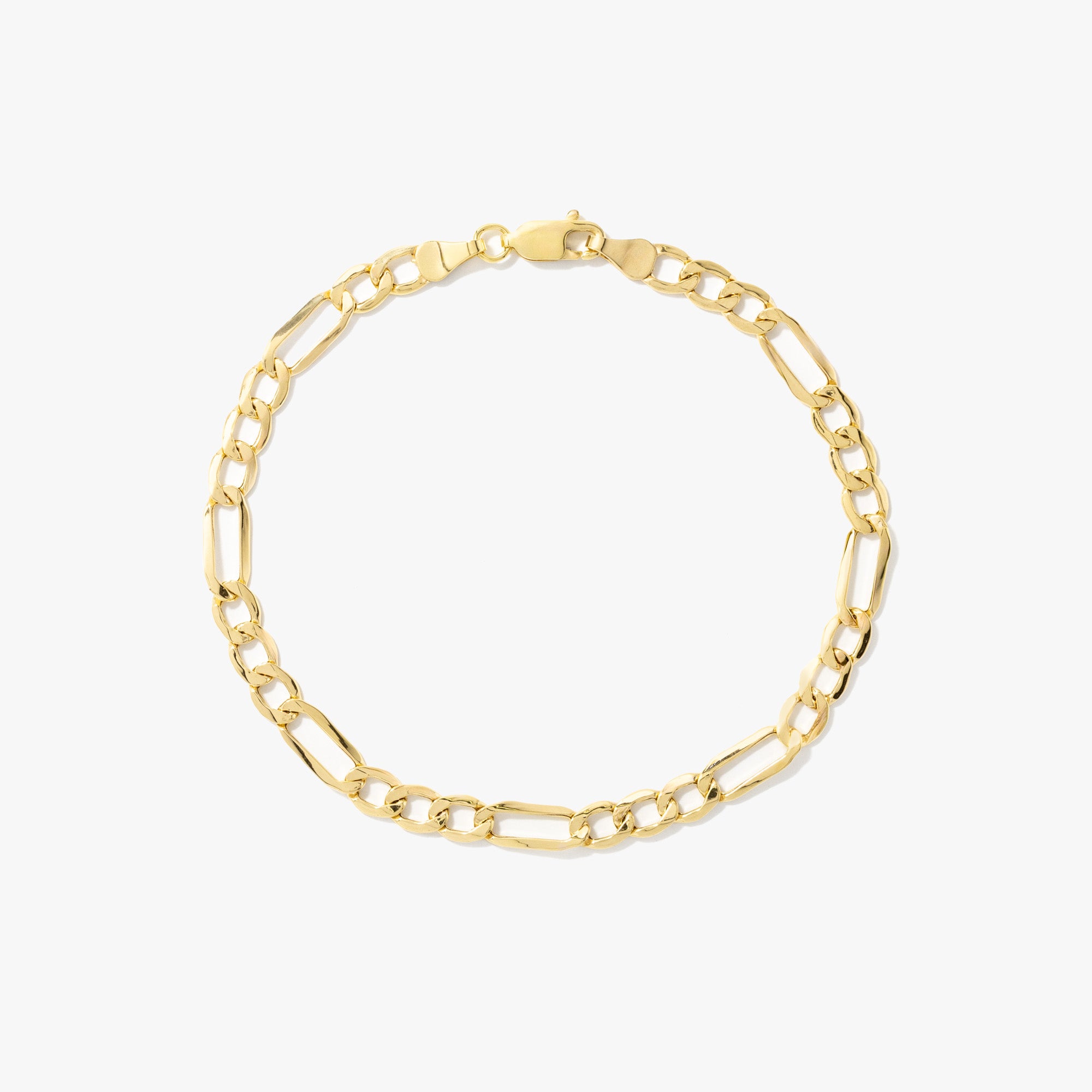 4.8mm Hollow Figaro Bracelet in 10K Yellow Gold - 7"