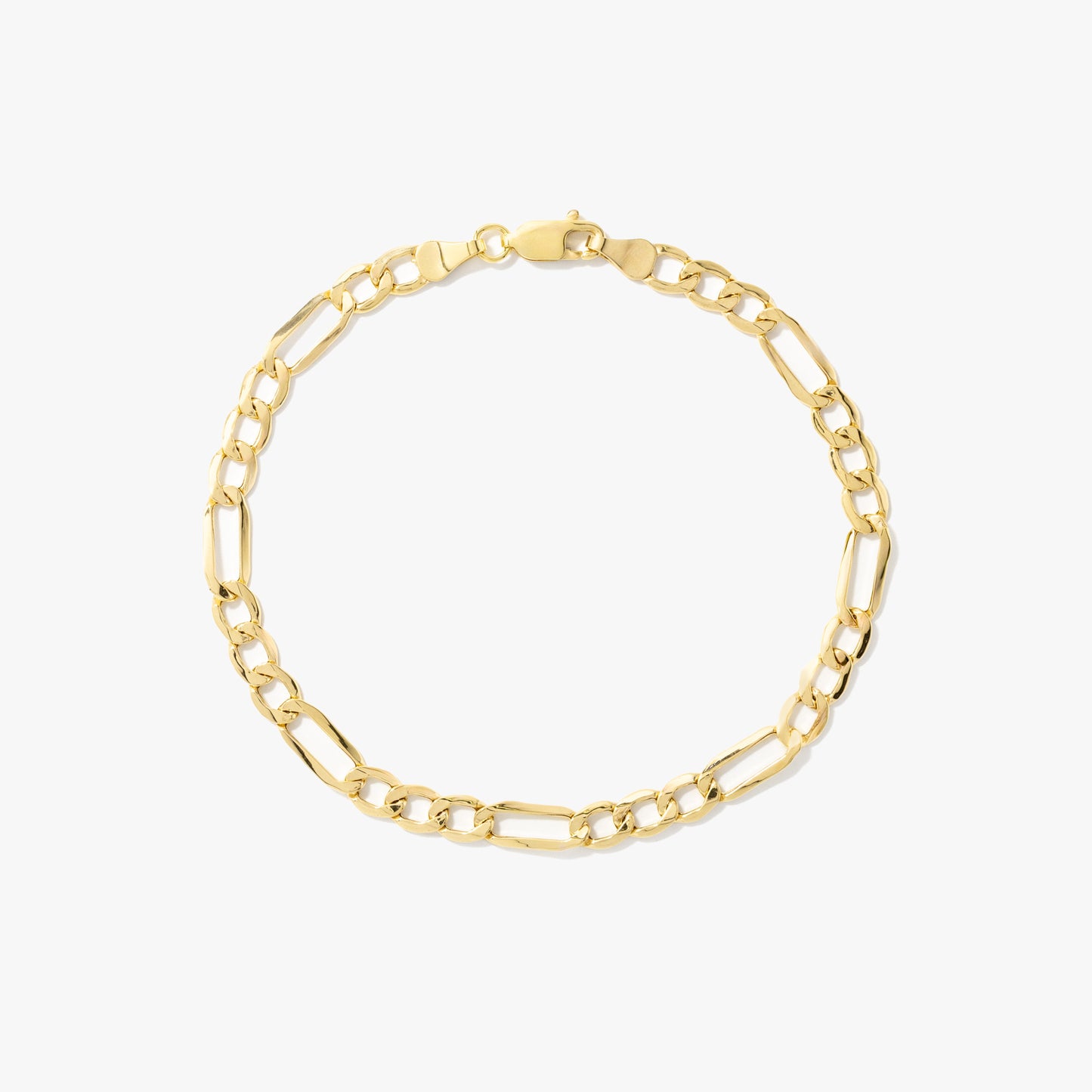 4.8mm Hollow Figaro Bracelet in 10K Yellow Gold - 7"
