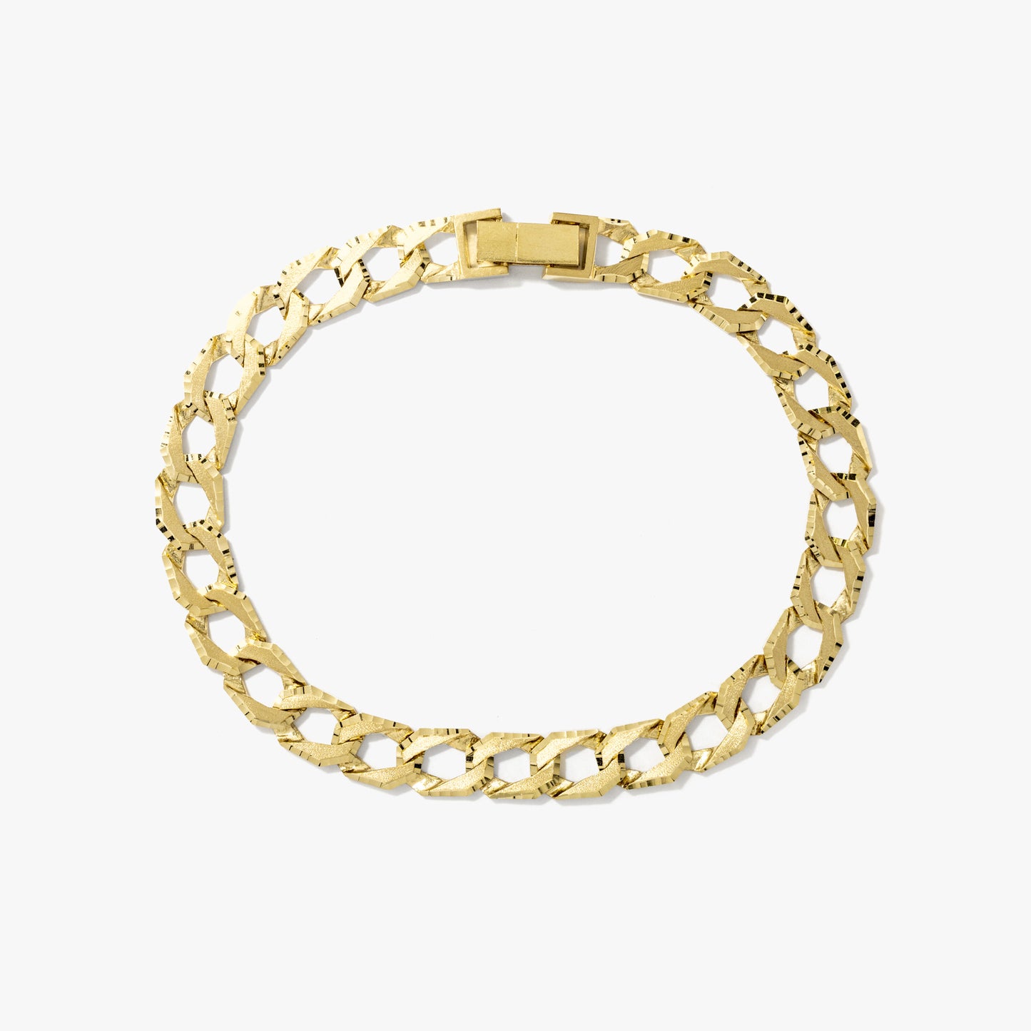 Men's Diamond Cut Curb Bracelet in 10K Yellow Gold