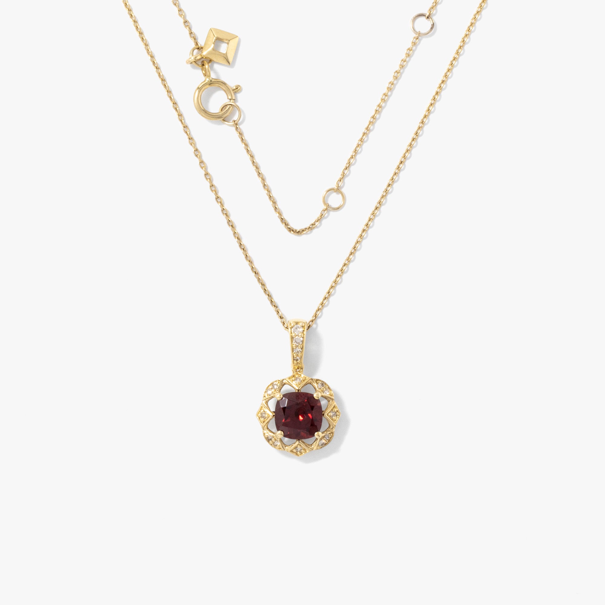 Garnet Necklace in 10K Yellow Gold