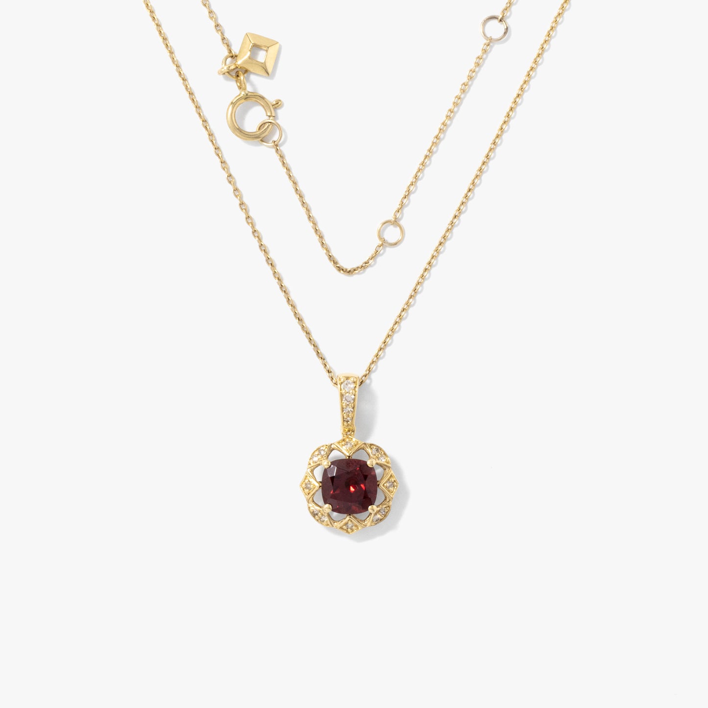 Garnet Necklace in 10K Yellow Gold