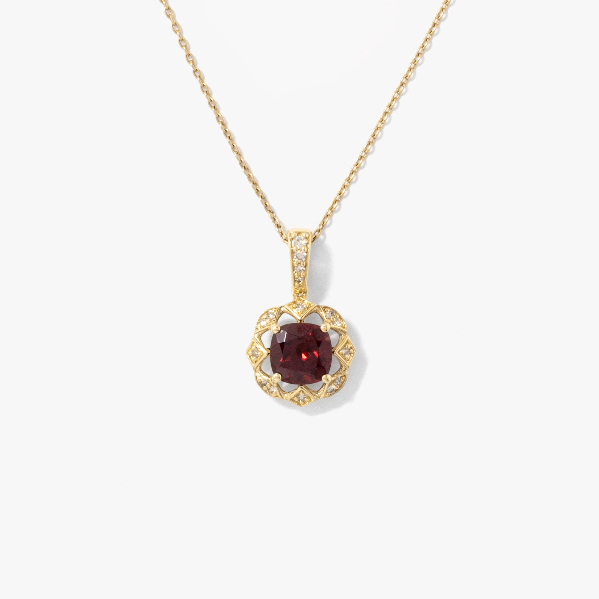 Garnet Necklace in 10K Yellow Gold