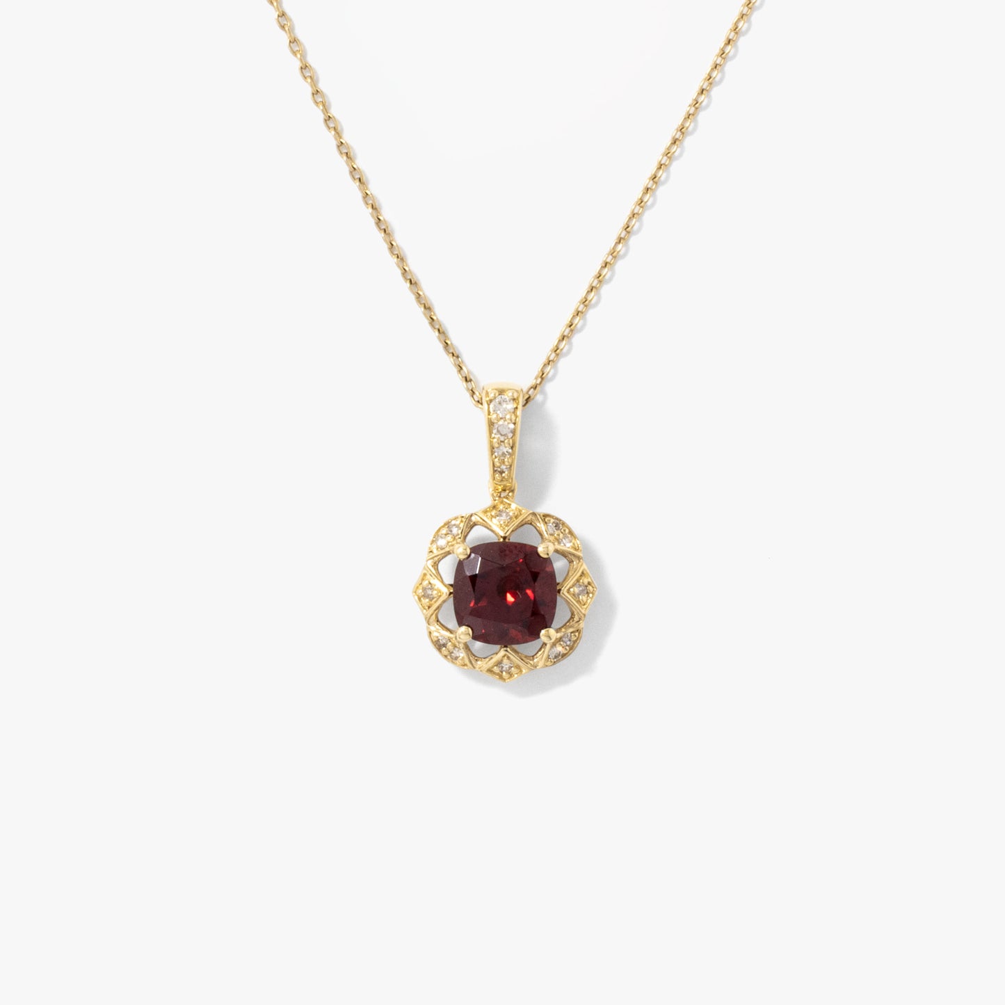 Garnet Necklace in 10K Yellow Gold