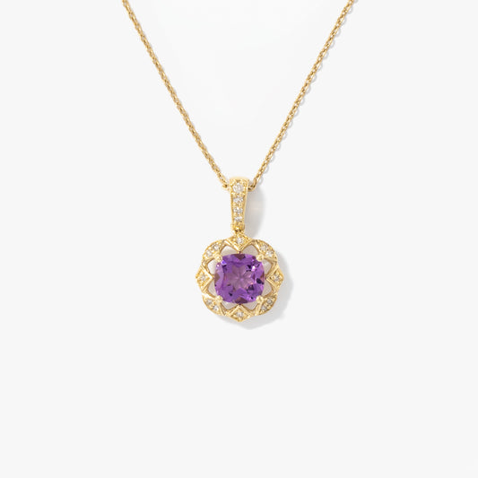 Amethyst Necklace in 10K Yellow Gold