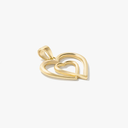 Double Heart Pendant in 10K Yellow Gold