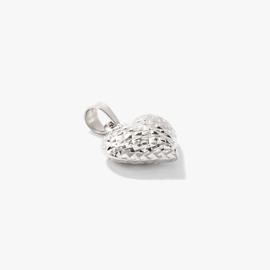 Puff Heart Pendant in 10K White Gold