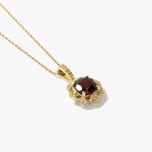 Garnet Necklace in 10K Yellow Gold