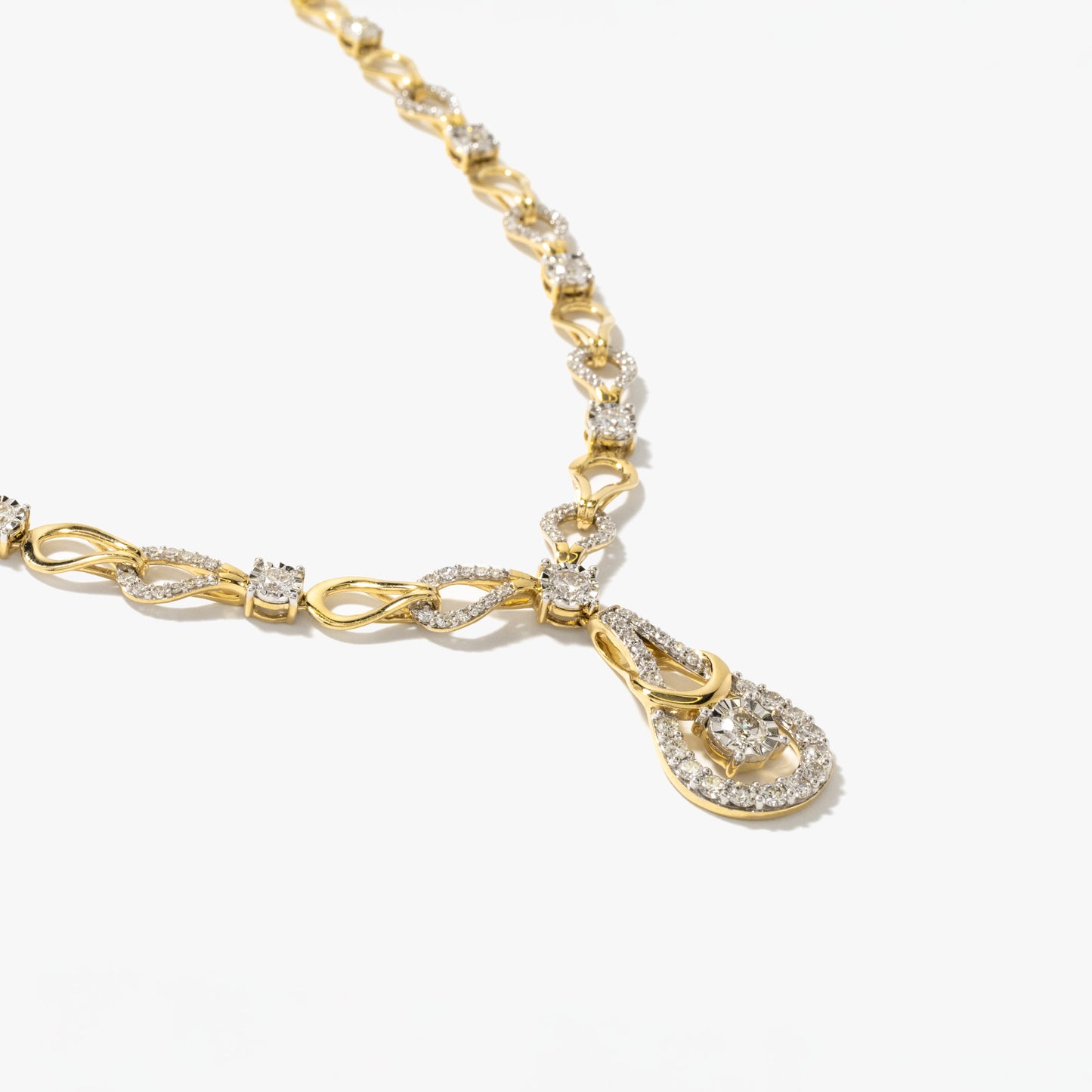 Diamond Drop Necklace in 10K Yellow Gold (2.39 ct tw)