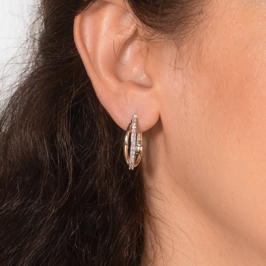 Diamond Cluster Hoop Earrings in 10K Yellow Gold (0.50 ct tw)