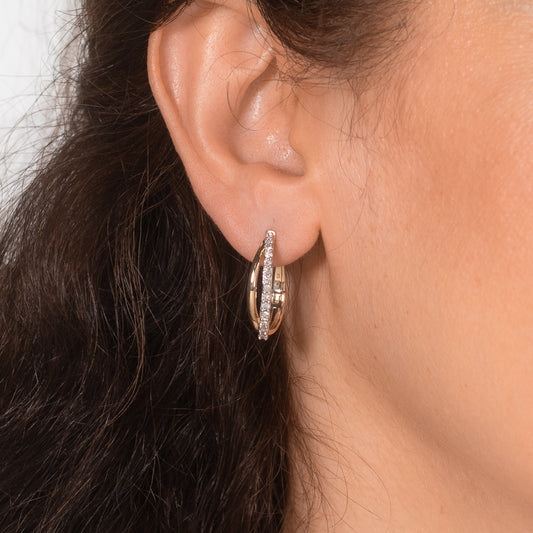 Diamond Cluster Hoop Earrings in 10K Yellow Gold (0.50 ct tw)