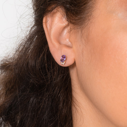 Amethyst Earrings in 10K Yellow Gold