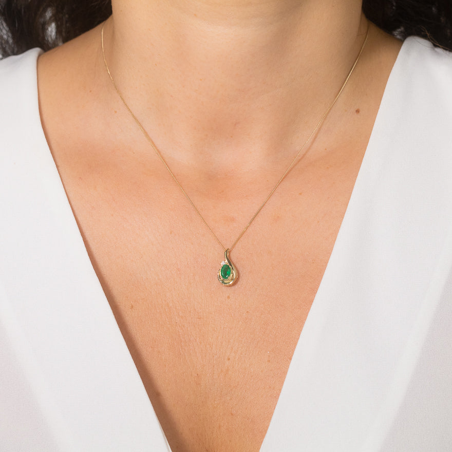 Emerald Necklace in 10K Yellow Gold