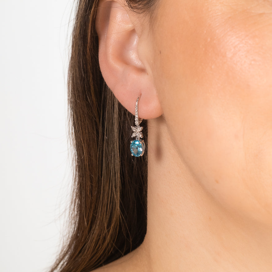 Blue Topaz Earrings in 10K White Gold