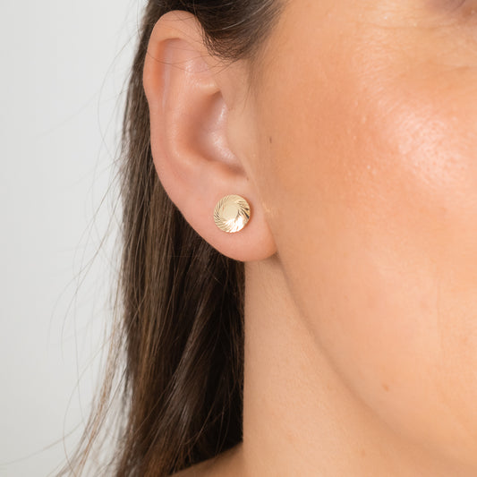 14K Yellow Gold Spiral Pattern Stud Earrings