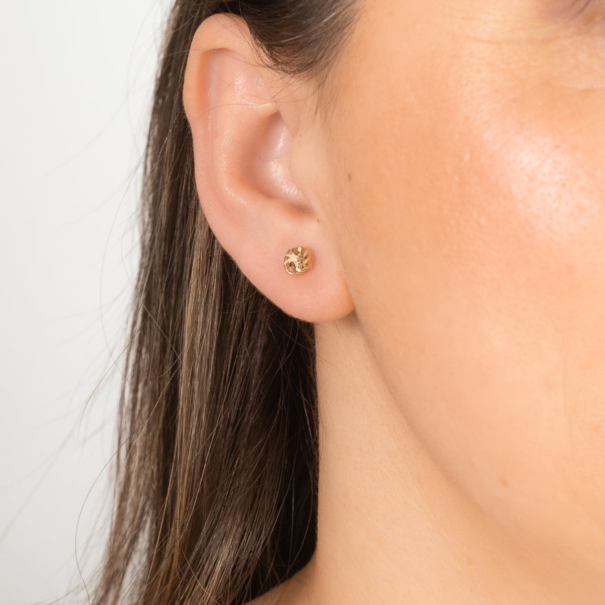 10K Yellow Gold Flower Stud Earrings