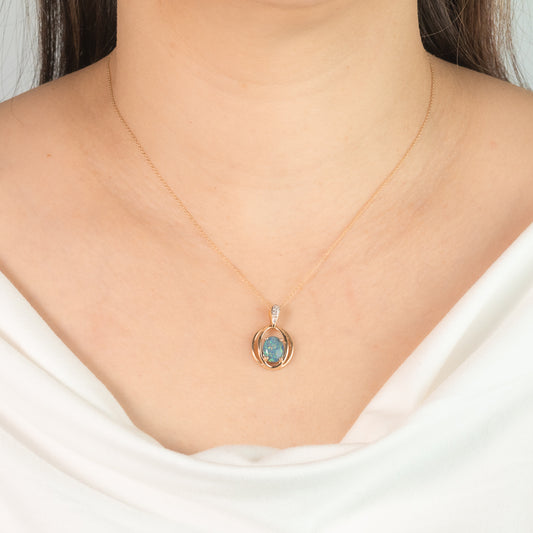 Dark Opal Necklace in 10K Yellow Gold