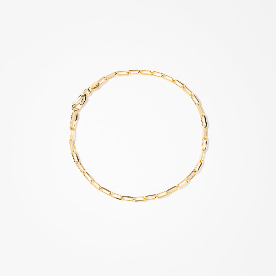 10K Italian Yellow Gold Bevelled Edge Paper Clip Bracelet