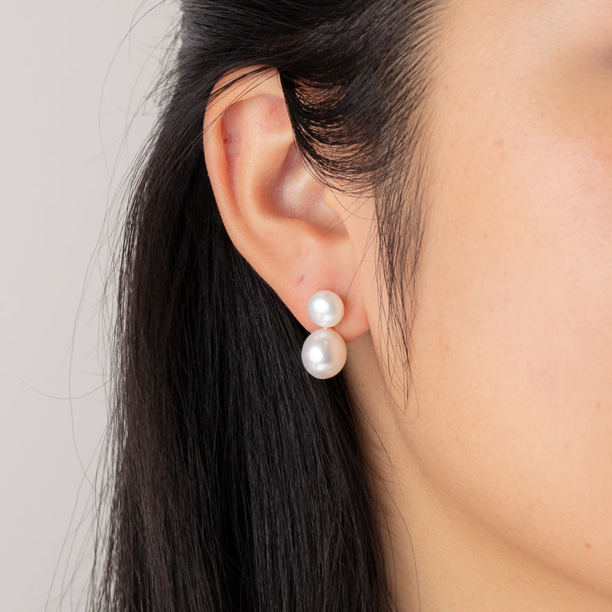 Detachable Pearl Drop Earrings in 14K Yellow Gold