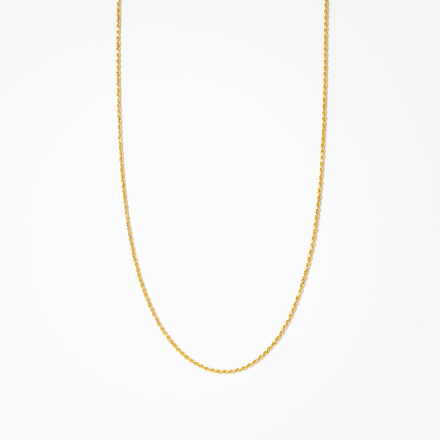 1.1mm 10K Italian Yellow Gold Diamond Cut Rope Chain (16”)