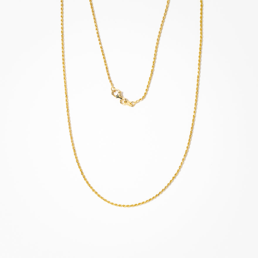 1.1mm 10K Italian Yellow Gold Diamond Cut Rope Chain (16”)