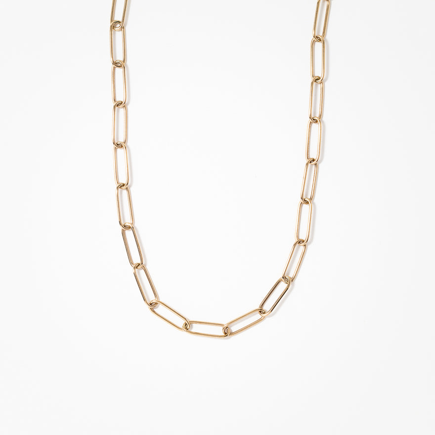 10K Yellow Gold Paper Clip Chain (16”)