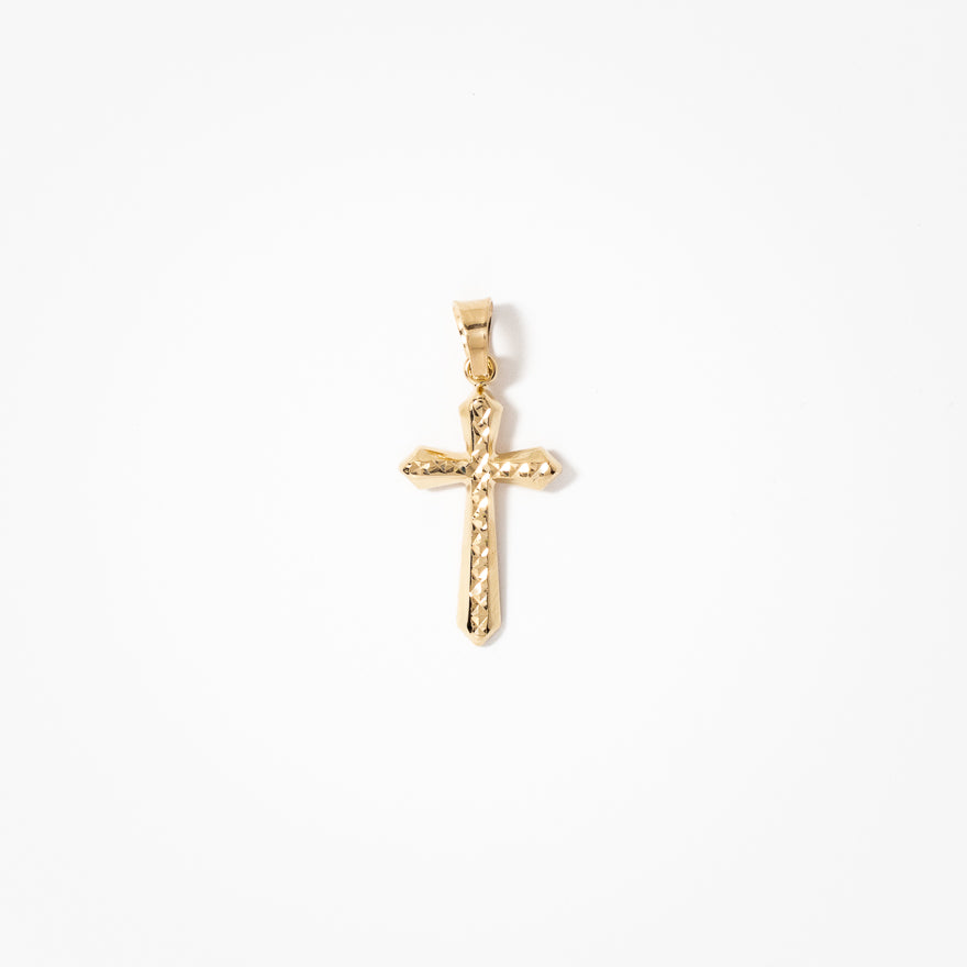 Diamond Cut Cross Pendant in 14K Yellow Gold