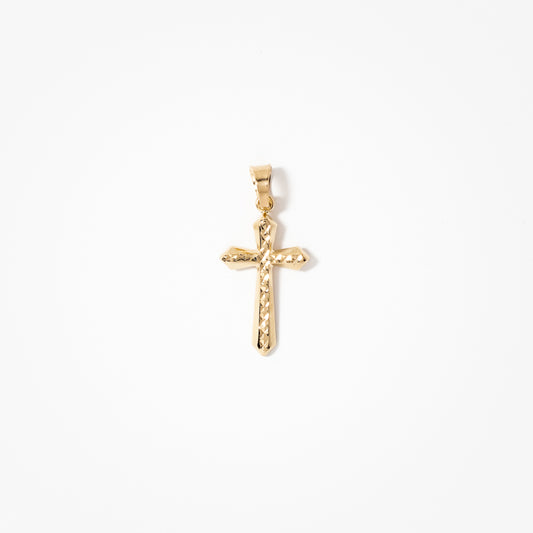 Diamond Cut Cross Pendant in 14K Yellow Gold