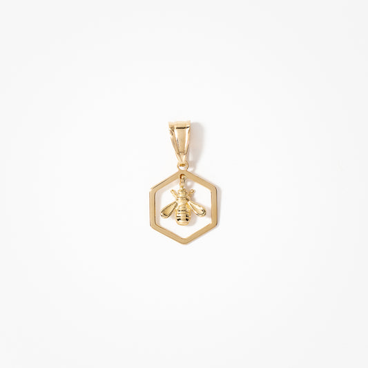 Dangle Honey Bee Pendant in 10K Yellow Gold