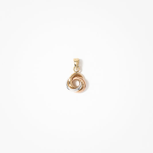 Tri-Coloured Love Knot Stud Pendant in 10K Gold