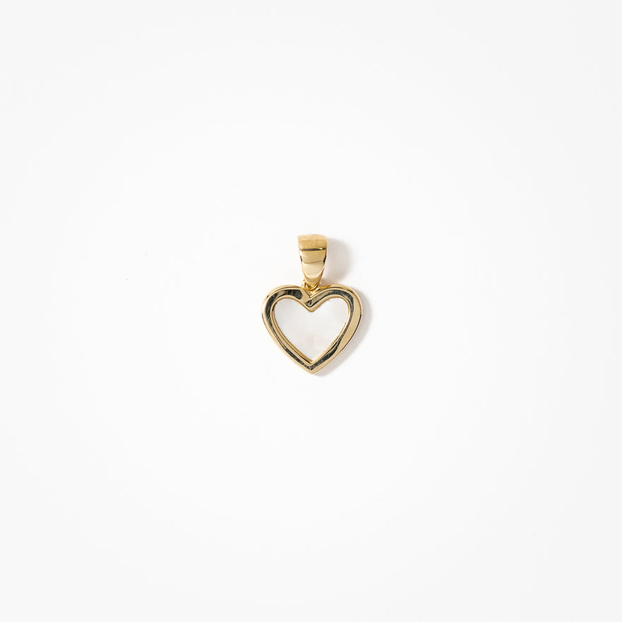 Heart Pendant with Mother of Pearl Insert in 10K Yellow Gold