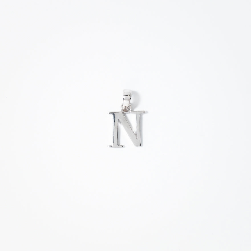 "N" Initial Pendant in 10K White Gold