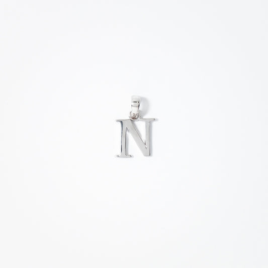 "N" Initial Pendant in 10K White Gold