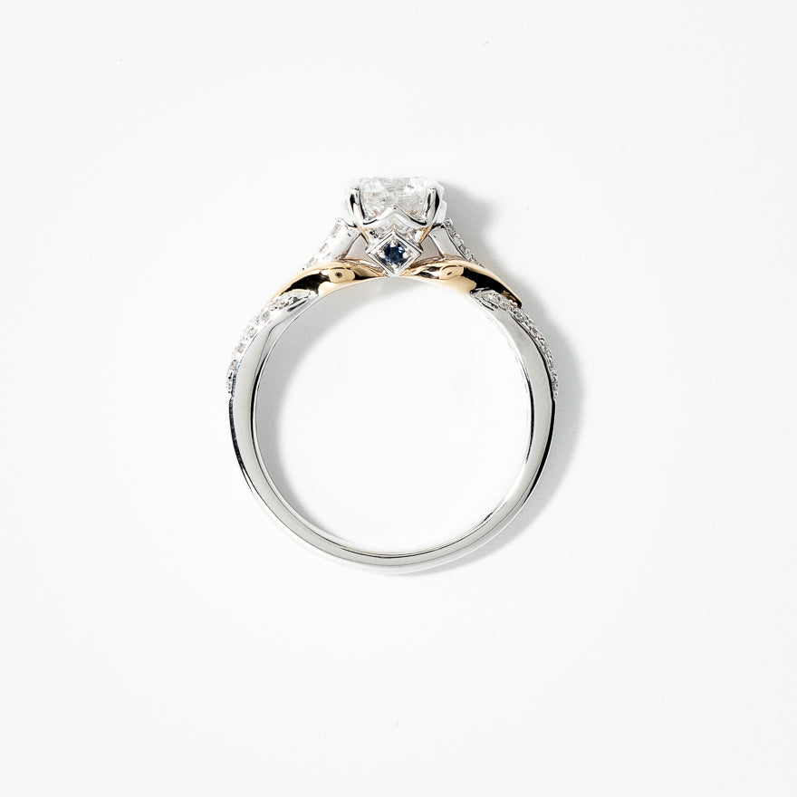 Lab Grown Round Cut Diamond Engagement Ring in 14K White and Yellow Gold (1.18 ct tw)