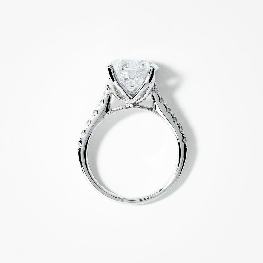 Lab Grown Round Cut Diamond Engagement Ring in 14K White Gold (4.50 ct tw)