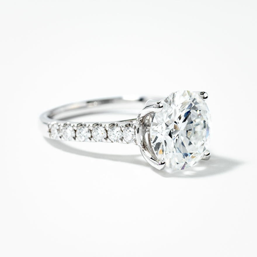 Lab Grown Round Cut Diamond Engagement Ring in 14K White Gold (4.50 ct tw)