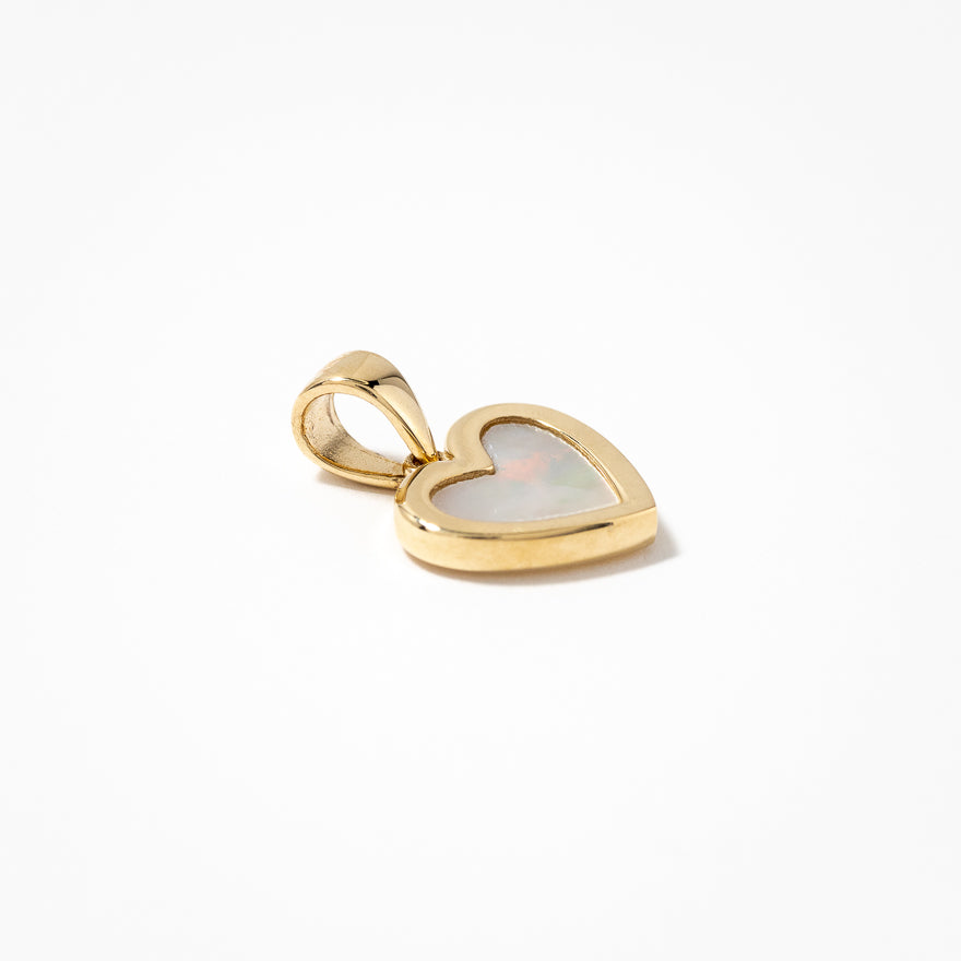 Heart Pendant with Mother of Pearl Insert in 10K Yellow Gold