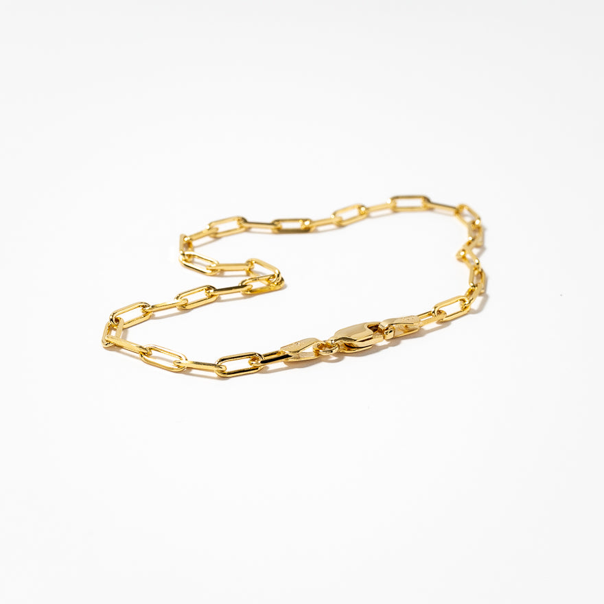 10K Italian Yellow Gold Bevelled Edge Paper Clip Bracelet