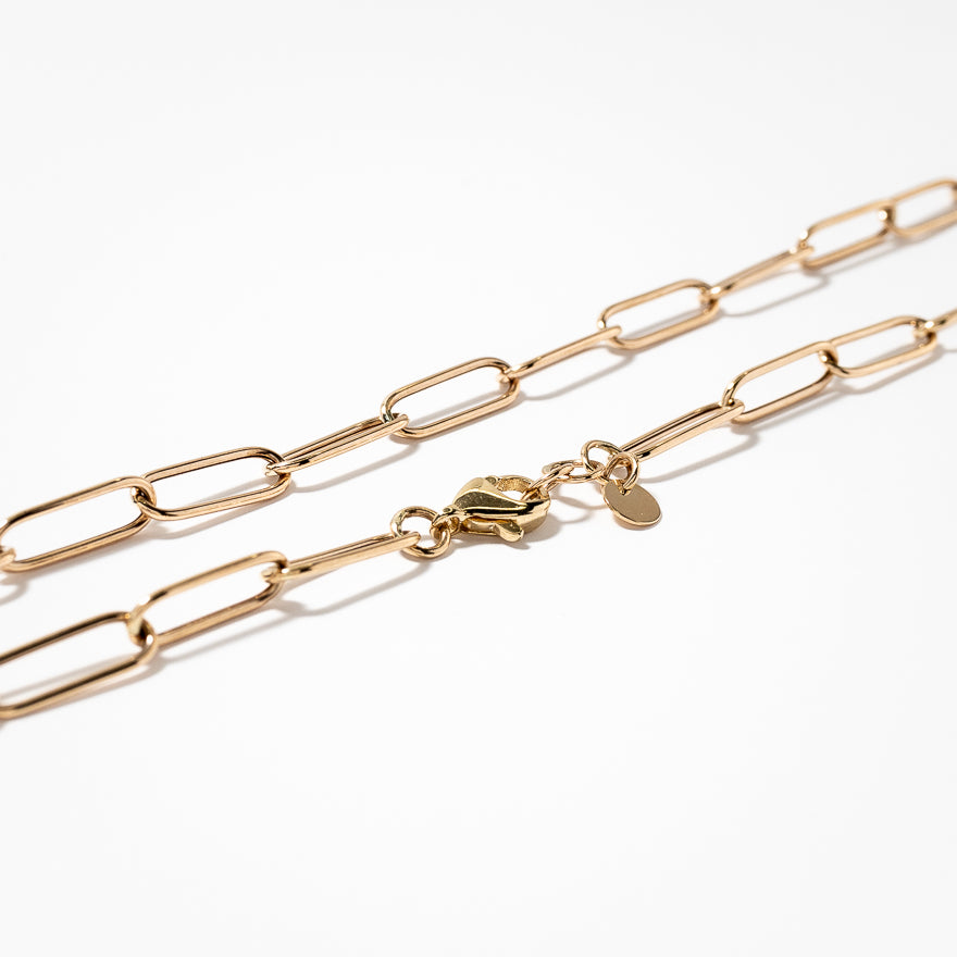 10K Yellow Gold Paper Clip Chain (16”)