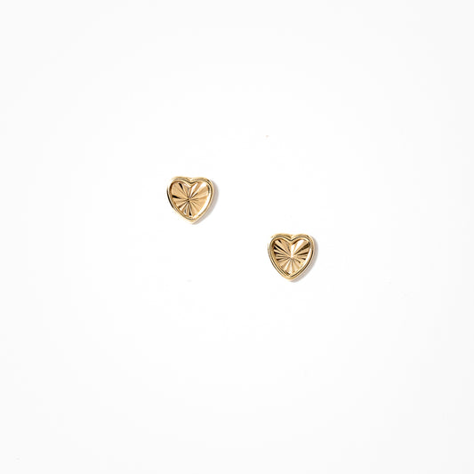 Sunray Heart Earrings in 10K Yellow Gold