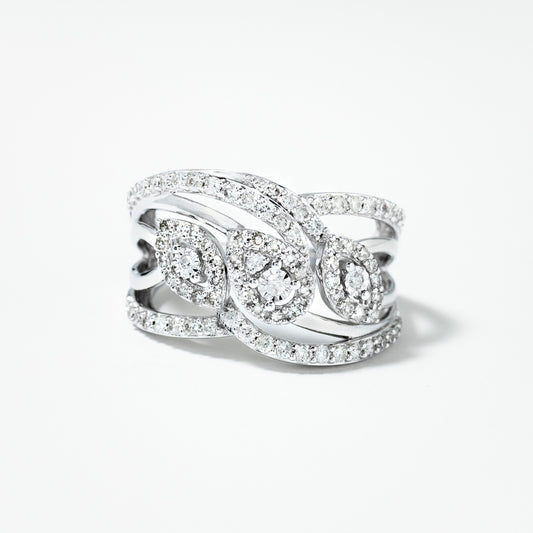 Diamond Cluster Ring in 10K White Gold (0.75 ct tw)